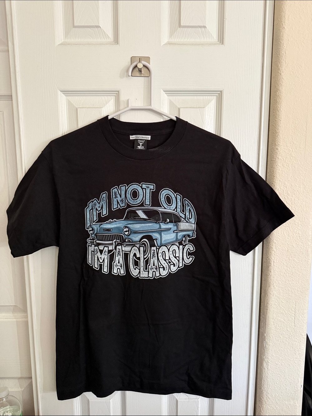 Hanes Black Graphic Tee with Blue Classic Car